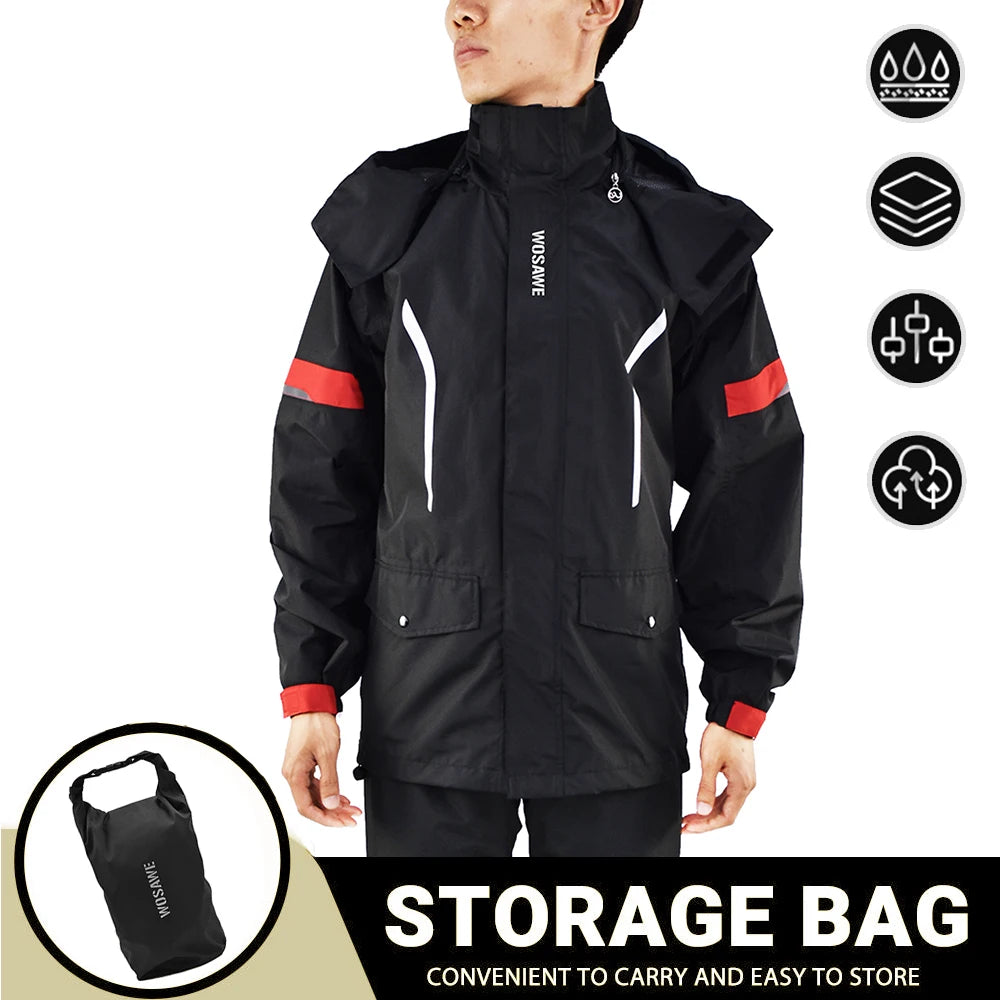 Motorcycle Raincoat Men'S Rainproof Thickened Plus-Sized Riding Full Body Split Single Raincoat Rain Pants