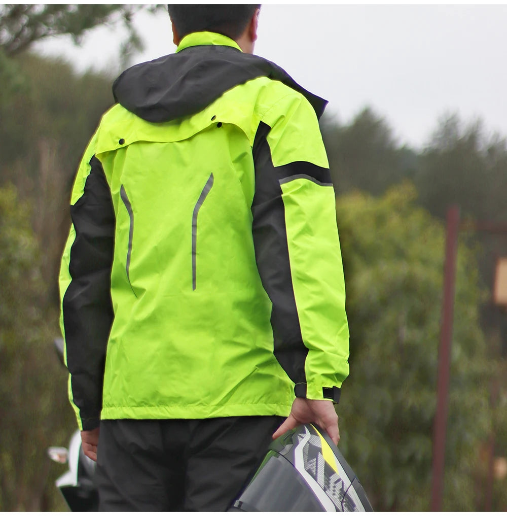 Motorcycle Raincoat Men'S Rainproof Thickened Plus-Sized Riding Full Body Split Single Raincoat Rain Pants