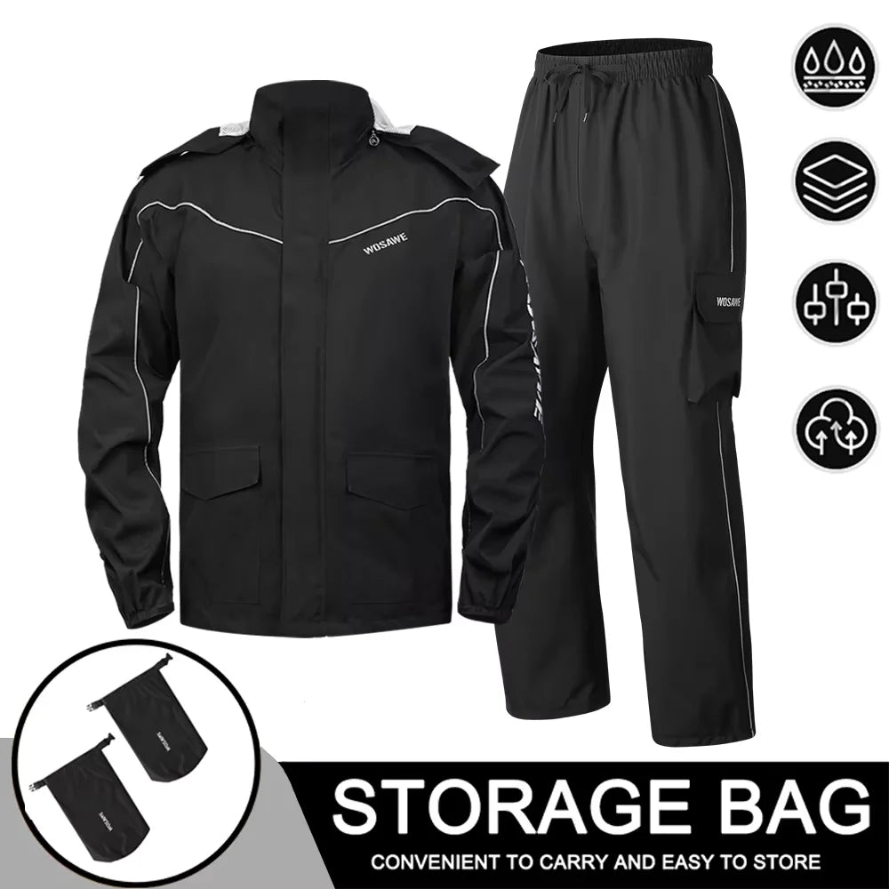 Motorcycle Raincoat Men'S Rainproof Thickened Plus-Sized Riding Full Body Split Single Raincoat Rain Pants