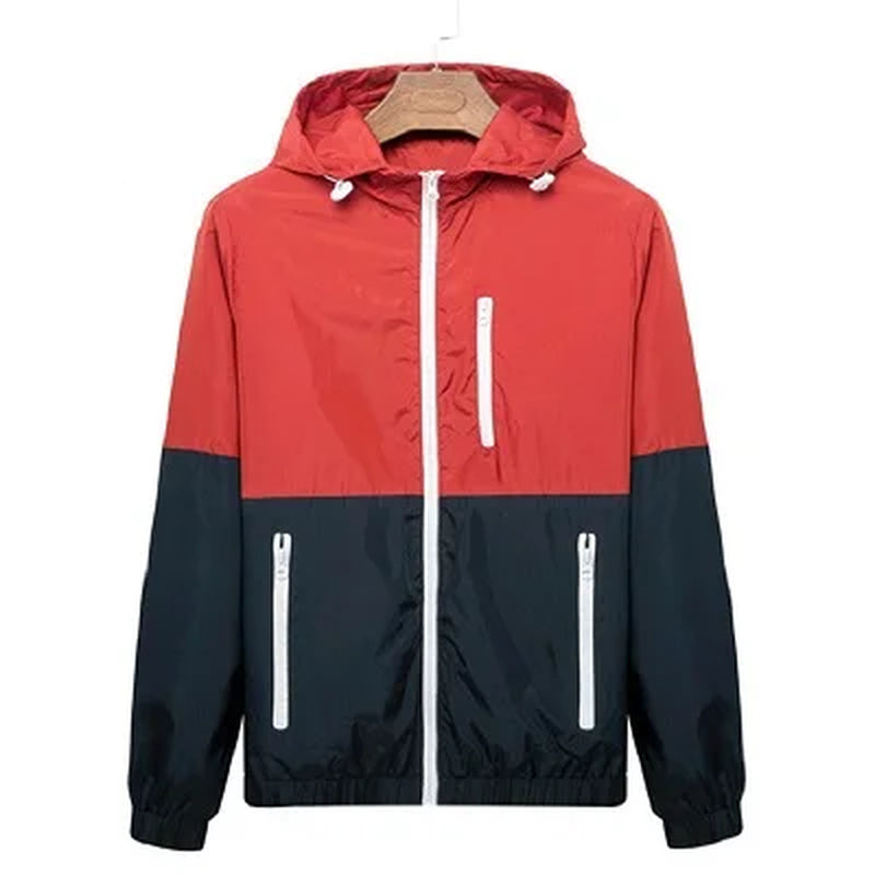 Windbreaker Men Casual Spring Autumn Lightweight Jacket 2024 New Arrival Hooded Contrast Color Zipper up Jackets Outwear Cheap