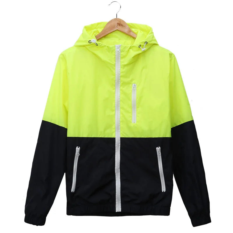 Windbreaker Men Casual Spring Autumn Lightweight Jacket 2024 New Arrival Hooded Contrast Color Zipper up Jackets Outwear Cheap
