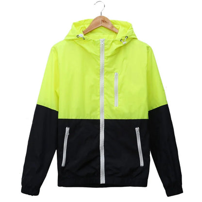 Windbreaker Men Casual Spring Autumn Lightweight Jacket 2024 New Arrival Hooded Contrast Color Zipper up Jackets Outwear Cheap