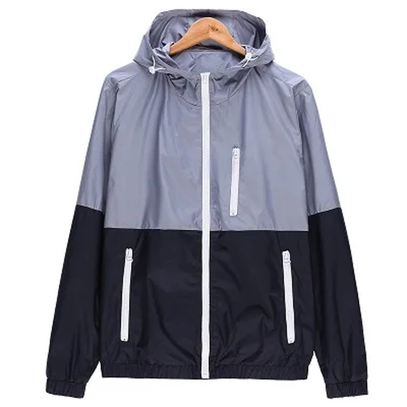 Windbreaker Men Casual Spring Autumn Lightweight Jacket 2024 New Arrival Hooded Contrast Color Zipper up Jackets Outwear Cheap