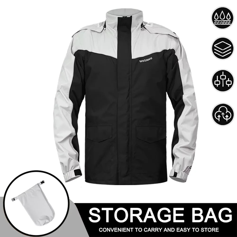 Motorcycle Raincoat Men'S Rainproof Thickened Plus-Sized Riding Full Body Split Single Raincoat Rain Pants