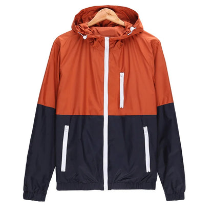 Windbreaker Men Casual Spring Autumn Lightweight Jacket 2024 New Arrival Hooded Contrast Color Zipper up Jackets Outwear Cheap
