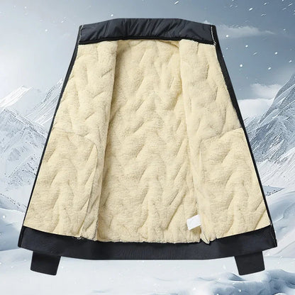 Fleece-Lined Warm Winter Three-Piece Set Cotton Coat Jacket Windproof Thickened Sheep Velvet Trousers Casual Style