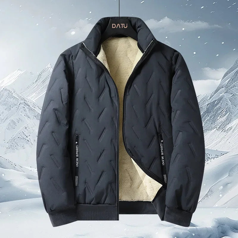 Fleece-Lined Warm Winter Three-Piece Set Cotton Coat Jacket Windproof Thickened Sheep Velvet Trousers Casual Style