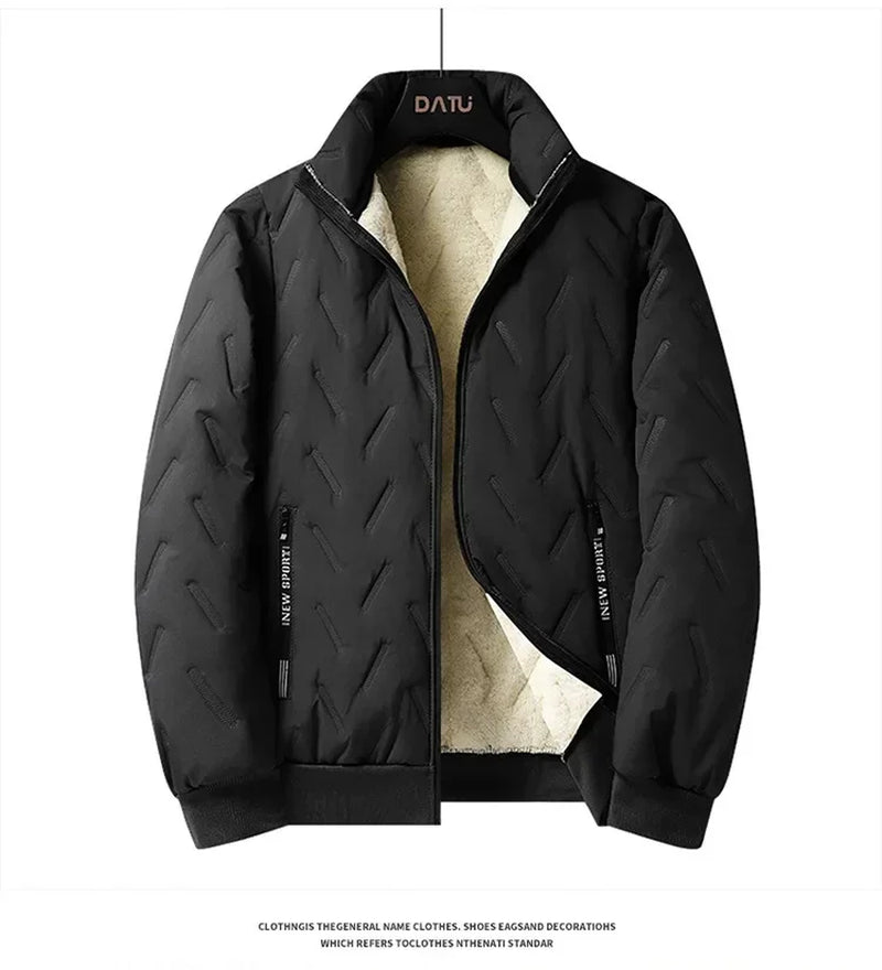 Fleece-Lined Warm Winter Three-Piece Set Cotton Coat Jacket Windproof Thickened Sheep Velvet Trousers Casual Style