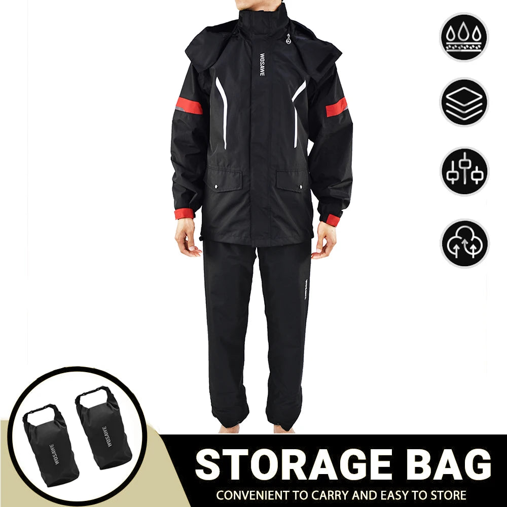 Motorcycle Raincoat Men'S Rainproof Thickened Plus-Sized Riding Full Body Split Single Raincoat Rain Pants