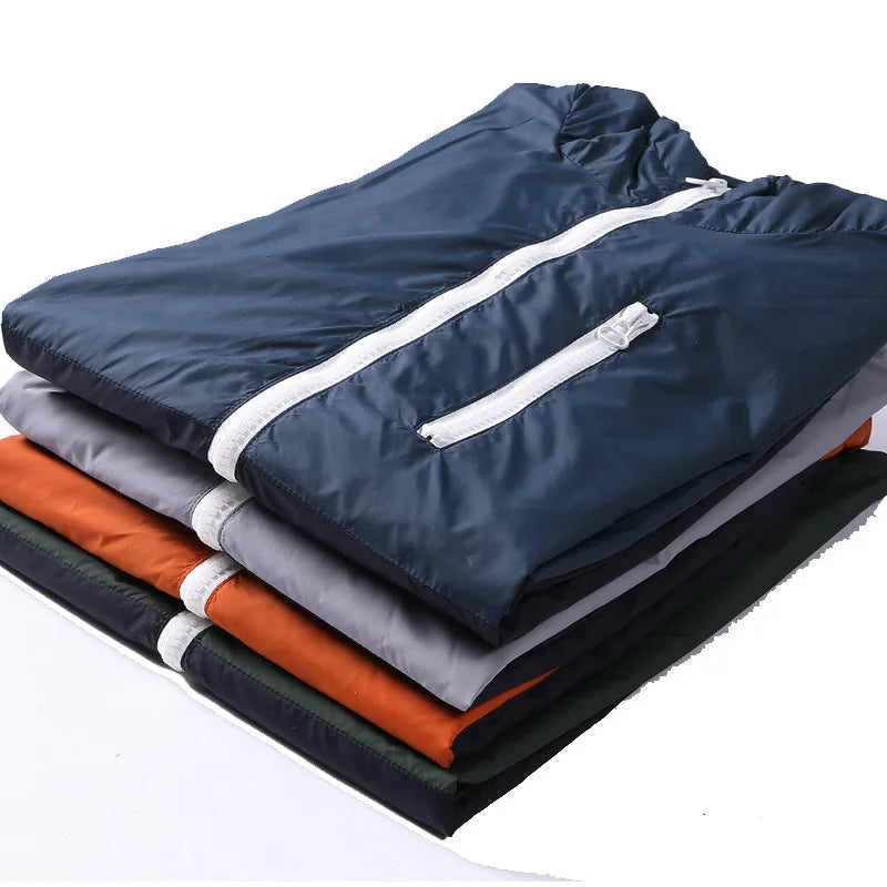 Windbreaker Men Casual Spring Autumn Lightweight Jacket 2024 New Arrival Hooded Contrast Color Zipper up Jackets Outwear Cheap