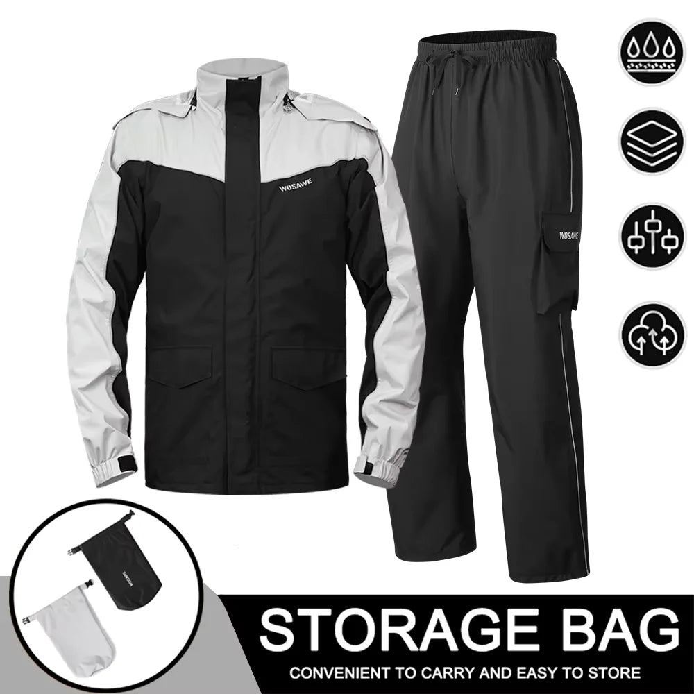 Motorcycle Raincoat Men'S Rainproof Thickened Plus-Sized Riding Full Body Split Single Raincoat Rain Pants