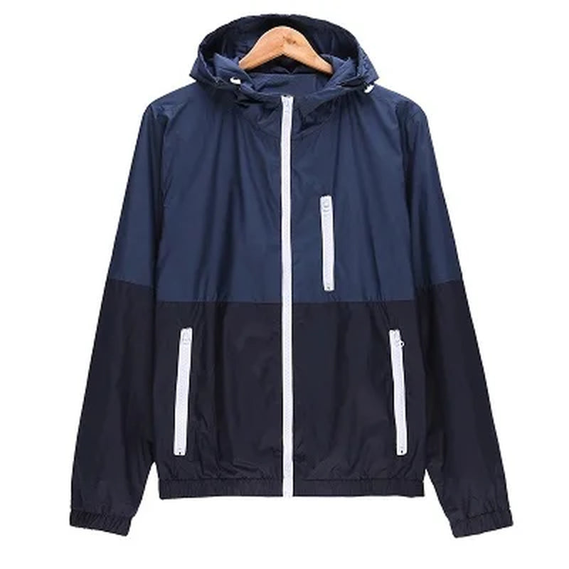 Windbreaker Men Casual Spring Autumn Lightweight Jacket 2024 New Arrival Hooded Contrast Color Zipper up Jackets Outwear Cheap