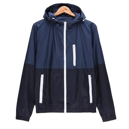 Windbreaker Men Casual Spring Autumn Lightweight Jacket 2024 New Arrival Hooded Contrast Color Zipper up Jackets Outwear Cheap