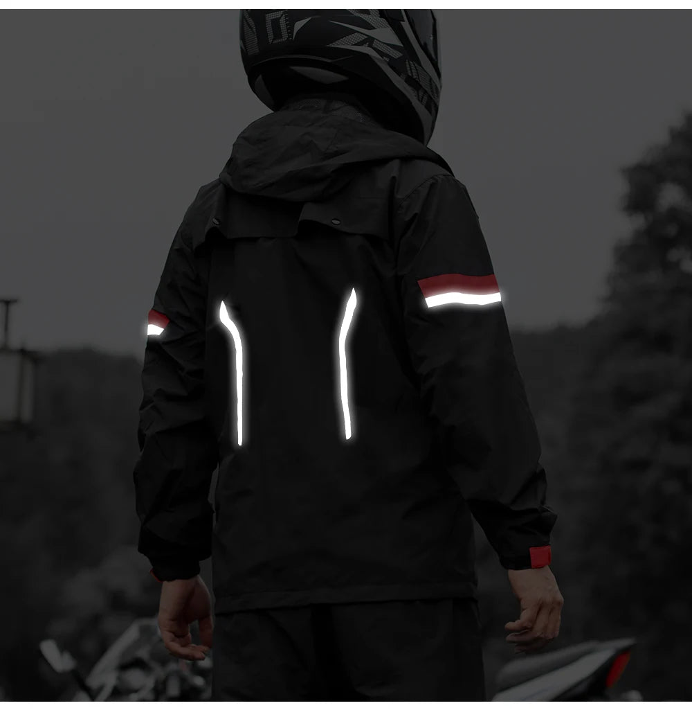 Motorcycle Raincoat Men'S Rainproof Thickened Plus-Sized Riding Full Body Split Single Raincoat Rain Pants